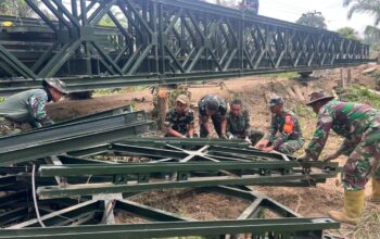 Jelang Idul Fitri, Kodam IM Rampungkan Pembangunan Jembatan Bailey Desa Buket Bata, Kec Pante Bidari, Aceh Timur