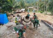 Kodim 0108/Agara Cor Pondasi Jembatan Gantung Penghubung Antar Desa, di Aceh Tenggara Progres Pembangunan Capai 34,4 Persen