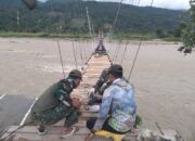 Kodim 0108/Agara terus kebut pembangunan jembatan Gantung di Ds. Kumbang Jaya, Aceh Tenggara