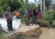 Percepat Pembangunan Infrastruktur, Prajurit Kodim 0108/Agara Dampingi Pembangunan Jembatan Armco di Ds. Lawe Kingge Aceh Tenggara 