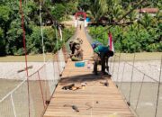 Progres Pembangunan Jembatan Gantung di Ds. Kati Maju, Aceh Tenggara Capai 90 Persen, TNI dan Warga Kebut Tahap Finishing
