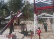 Kodim 0108/Agara dan Warga Gotong Royong Selesaikan Tahap Akhir Jembatan Gantung Perintis di Ds. Kati Maju, Aceh Tenggara