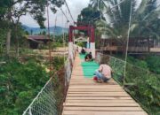 Kodim 0108/Agara dan Warga Percepat Penyelesaian Jembatan Gantung Perintis di Kuning Abadi, Aceh Tenggara Progres Capai 95,5 Persen